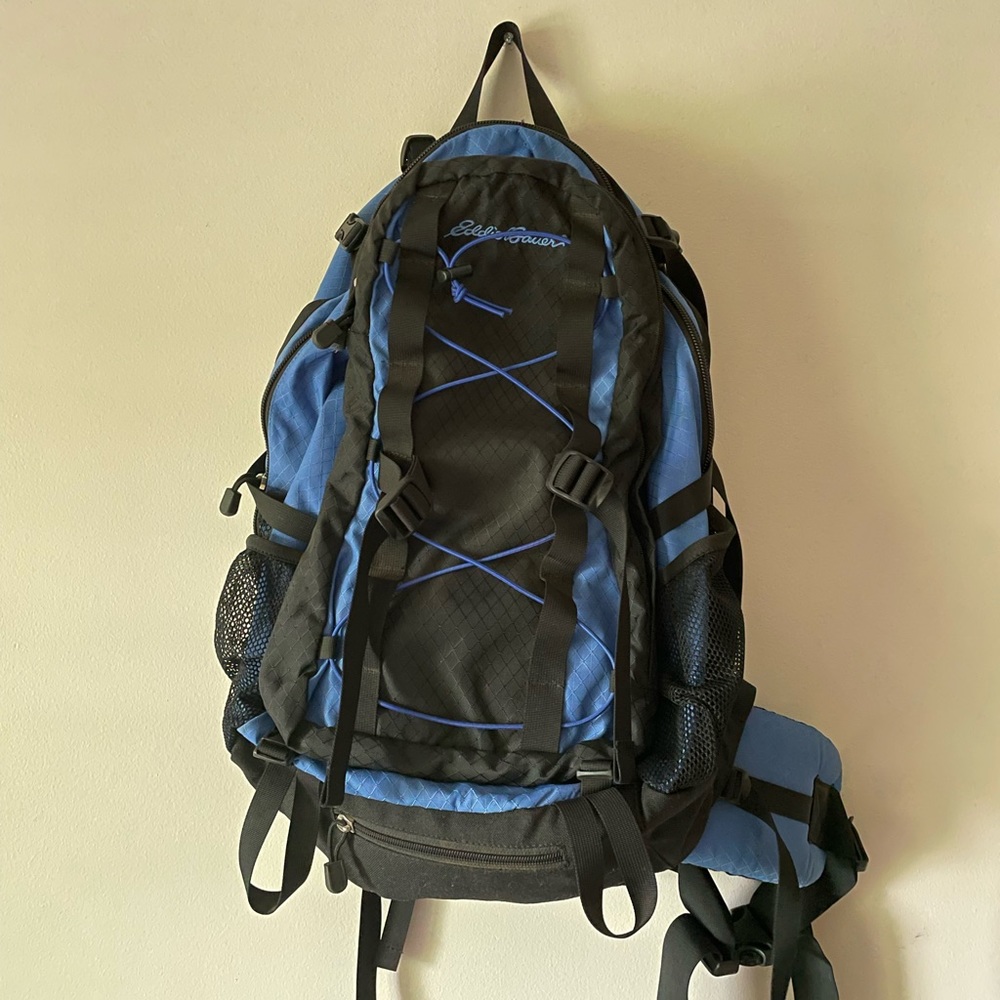 Eddie Bauer blue large outdoor hiking backpack